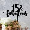 15 & Fabulous Cake Topper Black Acrylic Birthday Cake Topper Party Decor Supplies Personalized Name & Age Birthday Cake Topper Happy Birthday Gift to Children Adults Men Women Cake Toppers view 4