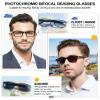 OCCI CHIARI Photochromic Bifocal Reading Glasses Mens,Transition Square UV Protection Sunglasses Readers 1.0 1.5 2.0 2.5 3.0 3.5 4.0(Black +100) view 2