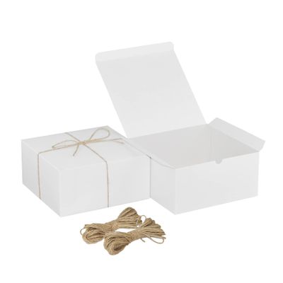 Xxcxpark 16 PCS White Gift Boxes 8x8x4 Inches, Decorative Party Favor Kraft Paper Gift Packaging Box with Lid for DIY Crafting, Cube, Cupcake, Kraft Present Boxes for Birthday, Wedding