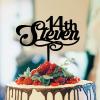 14th Cake Topper Black Acrylic Happy Birthday Cake Topper Party Decorations Personalized Name & Age Birthday Cake Topper Happy Birthday Gift to Children Adults Men Women Cake Toppers view 1