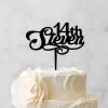 14th Cake Topper Black Acrylic Happy Birthday Cake Topper Party Decorations Personalized Name & Age Birthday Cake Topper Happy Birthday Gift to Children Adults Men Women Cake Toppers view 3