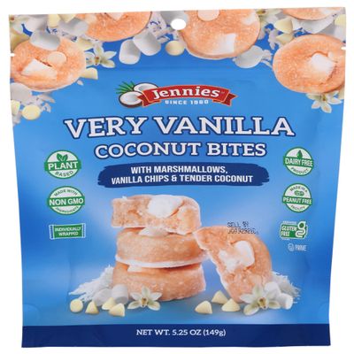 Jennies Vanilla Coconut Bites with Marshmallows and Vanilla Chips Cookie, Gluten Free, Dairy Free, 5.25 Ounce (Pack of 6)