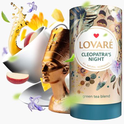 LOVARE Cleopatras Night Loose Leaf Tea Sampler 80 g  Made in Ukraine  Green Tea, Pineapple, Apple, Rose Buds and Petals, Calendula, Safflower, and More with 15 Paper Filters