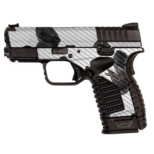MightySkins Carbon Fiber Skin Compatible with Springfield XDS 3.3 - Ink Hearts | Protective, Durable Textured Carbon Fiber Finish | Easy to Apply, Remove, and Change Styles | Made in The USA