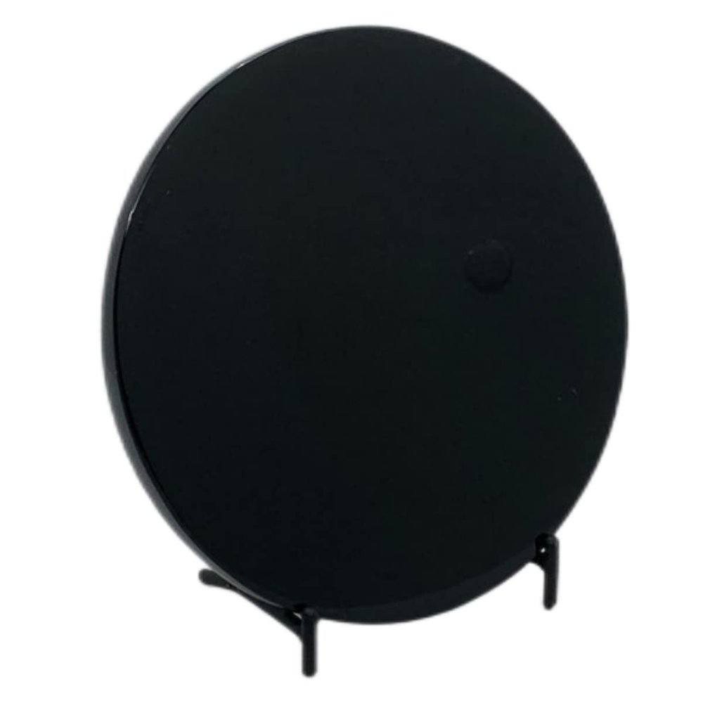Black Obsidian Mirror with Stand, Natural Crystal Scrying Mirror Divination Witchcraft Tools, Gloss Polish,for Divination, Decoration, Energy Protection (4.7inch - 120mm)