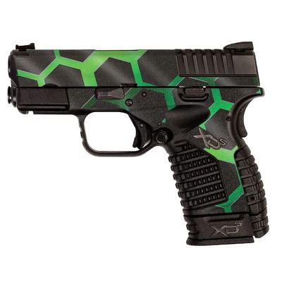 MightySkins Glossy Glitter Skin Compatible with Springfield XDS 3.3 - Green Hex | Protective, Durable High-Gloss Glitter Finish | Easy to Apply, Remove, and Change Styles | Made in The USA