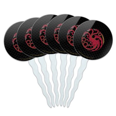 GRAPHICS & MORE House of The Dragon Targaryen Sigil Scales Cupcake Picks Toppers Decoration Set of 6