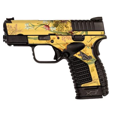 MightySkins Skin Compatible with Springfield XDS 3.3 - Yellow Marble End | Protective, Durable, and Unique Vinyl Decal wrap Cover | Easy to Apply, Remove, and Change Styles | Made in The USA