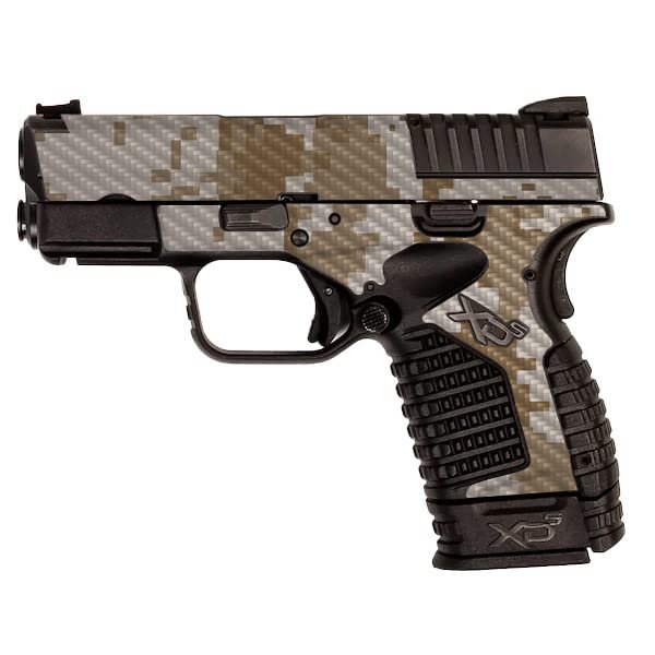 MightySkins Carbon Fiber Skin Compatible with Springfield XDS 3.3 - Desert Camo | Protective, Durable Textured Carbon Fiber Finish | Easy to Apply, Remove, and Change Styles | Made in The USA