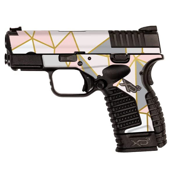 MightySkins Skin Compatible with Springfield XDS 3.3 - Rose Gold Polygon | Protective, Durable, and Unique Vinyl Decal wrap Cover | Easy to Apply, Remove, and Change Styles | Made in The USA