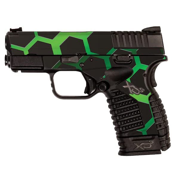 MightySkins Skin Compatible with Springfield XDS 3.3 - Green Hex | Protective, Durable, and Unique Vinyl Decal wrap Cover | Easy to Apply, Remove, and Change Styles | Made in The USA