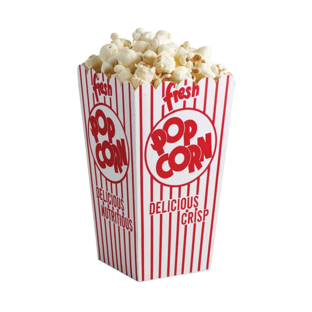 Popcorn Supply 47E Red & White Open Top Popcorn Boxes (Case of 500)