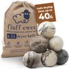 Fluff Ewes Wool Dryer Balls 6 Pack Premium New Zealand Wool Laundry Balls for Dryer, No Static Dryer Balls Laundry Reusable Cute, XL Wool Dryer Balls Cute, Baby Dryer Balls for Dryers - Marble view 1