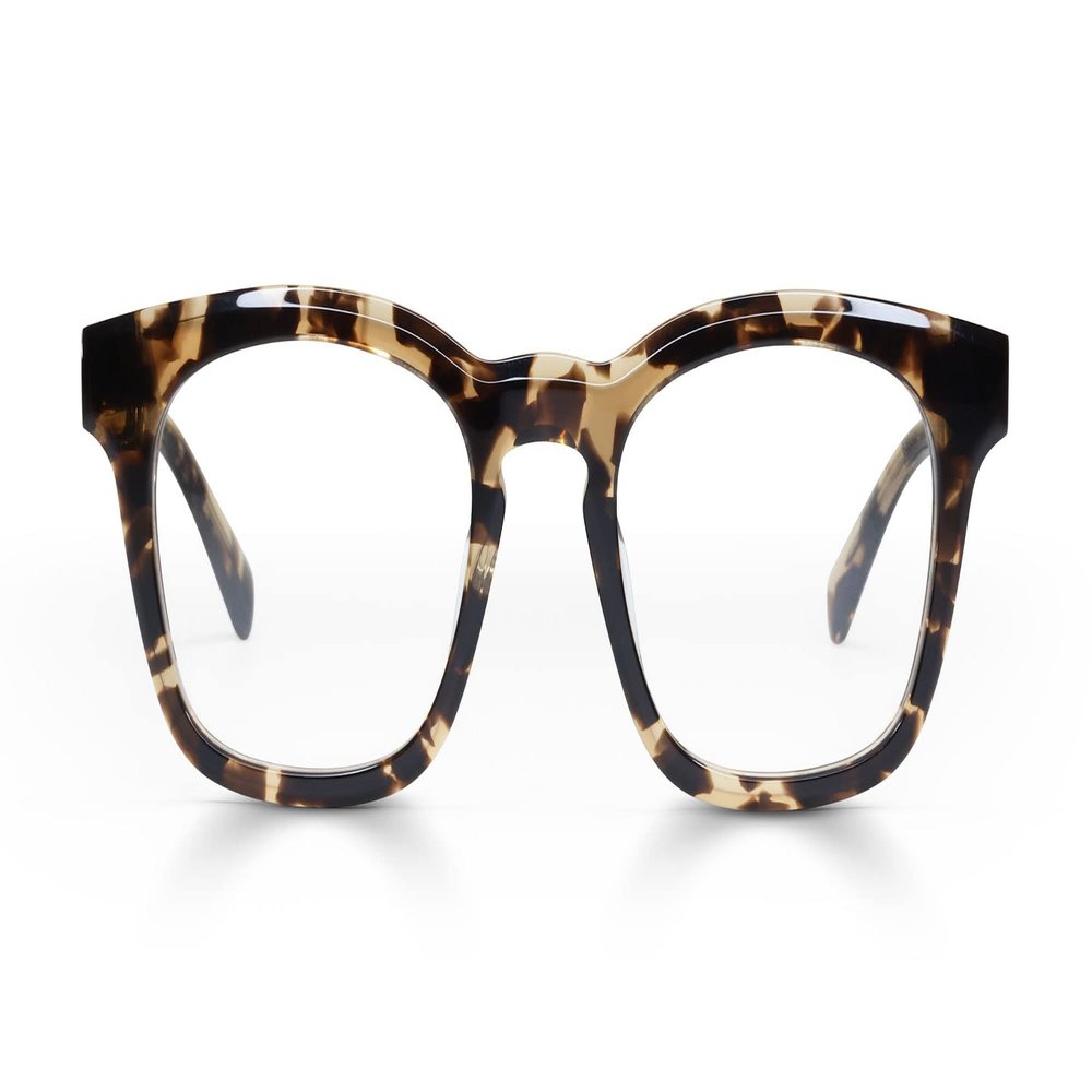 eyebobs Humble Narrator Premium Readers for Women and Men | Square Eye Glasses | Crystal Chop Front and Temples | 1.25