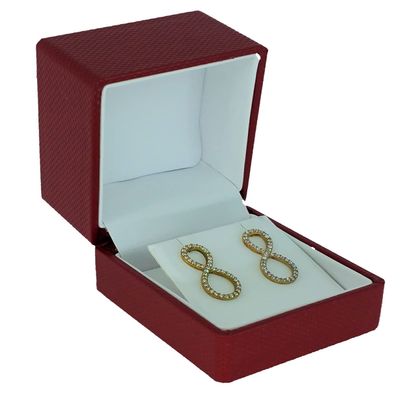 N'icePackaging - 1 Qty Premium Macaw Red Textured Pendant Jewelry Gift Box w/Pre-Affixed Red Ribbon 2-Piece Packer