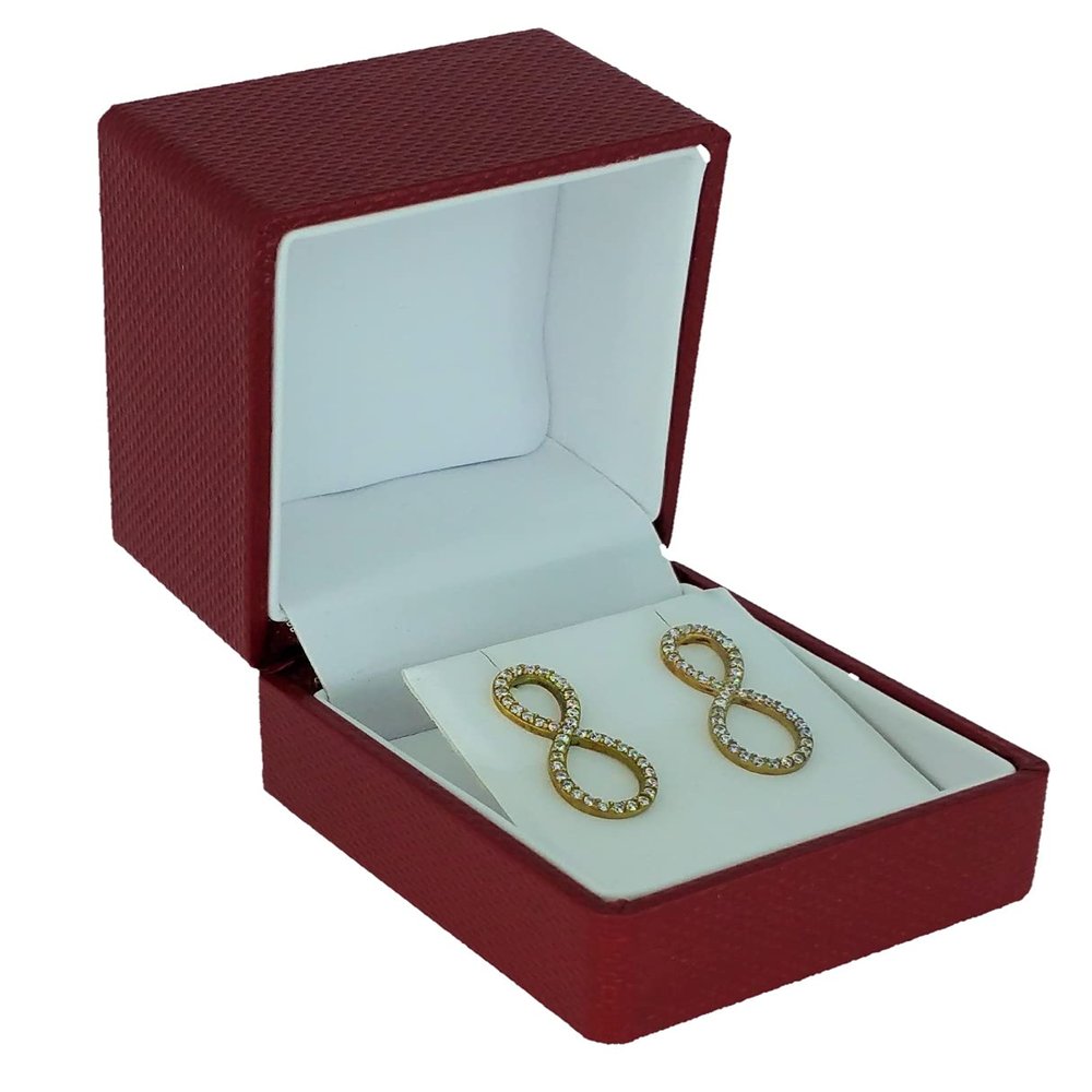 N'icePackaging - 1 Qty Premium Macaw Red Textured Pendant Jewelry Gift Box w/Pre-Affixed Red Ribbon 2-Piece Packer