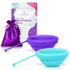 EcoBlossom Reusable Menstrual Disc with Removal String - The Most Reliable Medical Grade Silicone Period Discs - Comfortably use for 12 Hours (Pack of 2, Violet & Teal) view 1