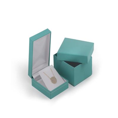 N N'icePackaging - 1 Qty Teal-Blue Leatherette Classic Small Pendant Jewelry Gift Box w/White Velvet Insert
