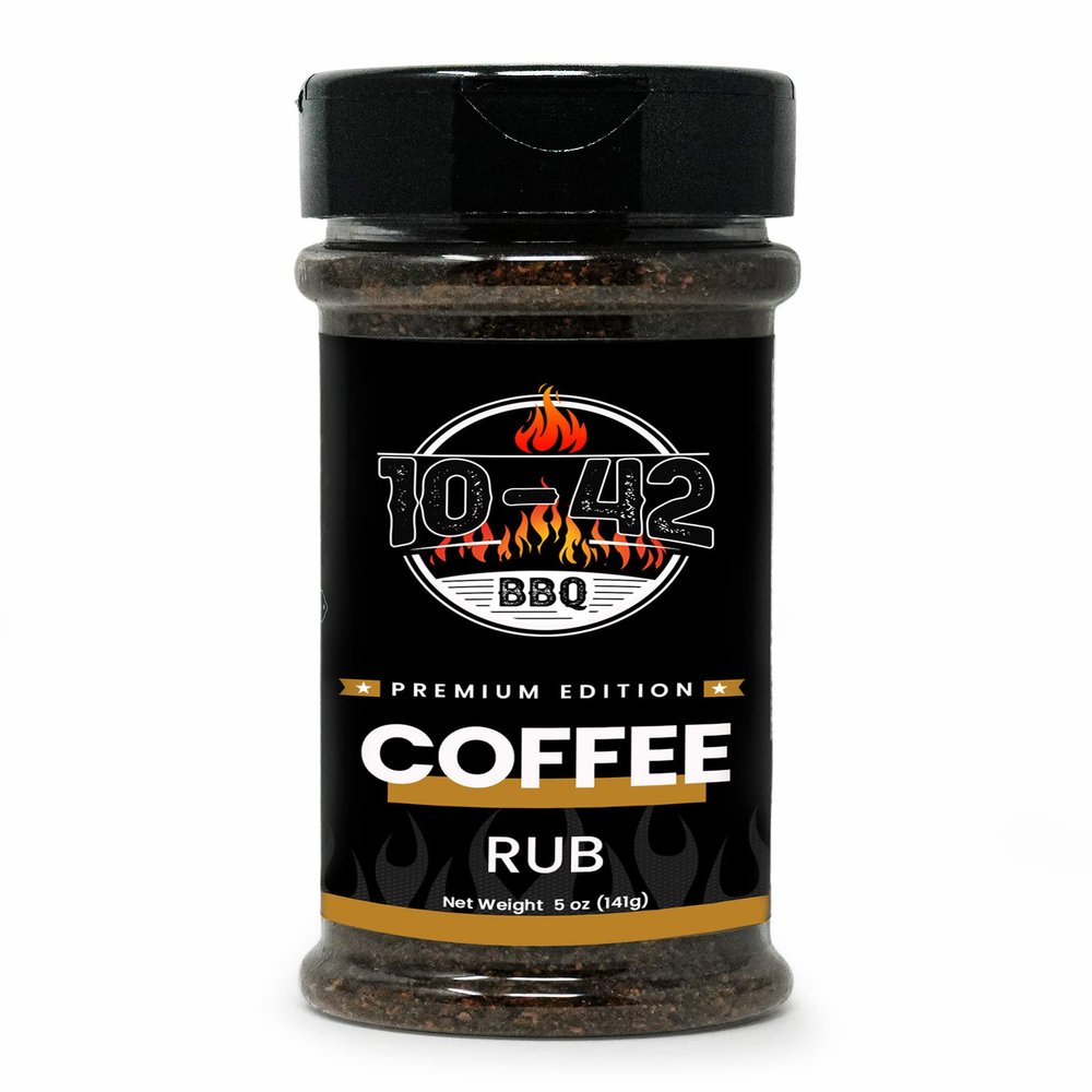 10-42 BBQ Coffee Meat Rub (NO MSG, Low Sodium) 0 Calorie | Premium Edition Steak Seasoning and Dry Rubs | Barbecue Spice Mix for Grilling Meat | Savory Flavor with Incredible Crust | 5 oz