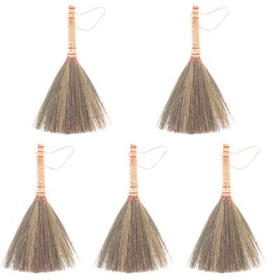 5pcs Handmade Broom for Sweeping Asian Style Straw Woven Dust Removing Broom