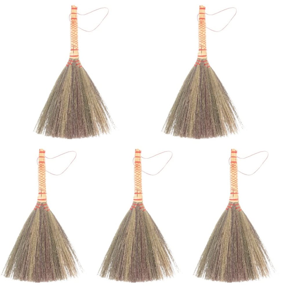 5pcs Handmade Broom for Sweeping Asian Style Straw Woven Dust Removing Broom