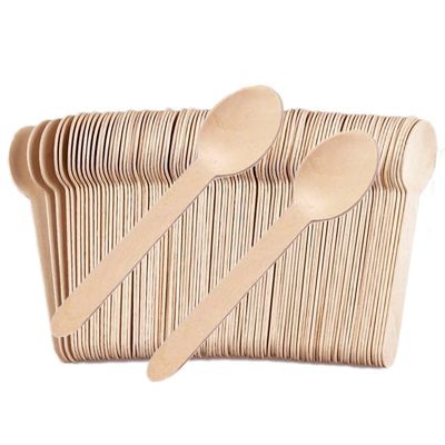 100 Pack Bamboo Spoons Disposable - 6 Inch Biodegradable Cutlery Set for Parties, Weddings & Camping - Heavy Duty, Compostable Birch Wood Utensils (Eco Conscious Alternative to Plastic) of TANGTEA
