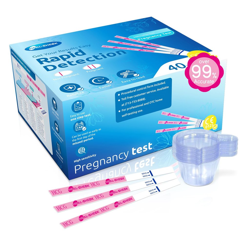 Pregnancy Test Strips Kit, 40-Count Individually Wrapped Pregnancy Test Strips for Early Detection at Home, Fertility Test with Urine Cup, Over 99% Accurate Result, 5mm HCG Test Strip, Wider, Sturdier