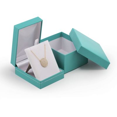 N N'icePackaging - 5 Qty Teal-Blue Leatherette Classic Large Pendant Jewelry Gift Box w/White Velvet Insert