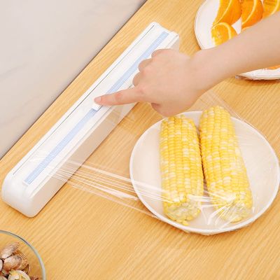 Plastic Wrap Dispenser,Reusable Food Wrap Cutter, Cling Film Cutter Suitable For Packaging Fruits And Vegetables In Kitchens, Supermarkets, Restaurants (Color : White)