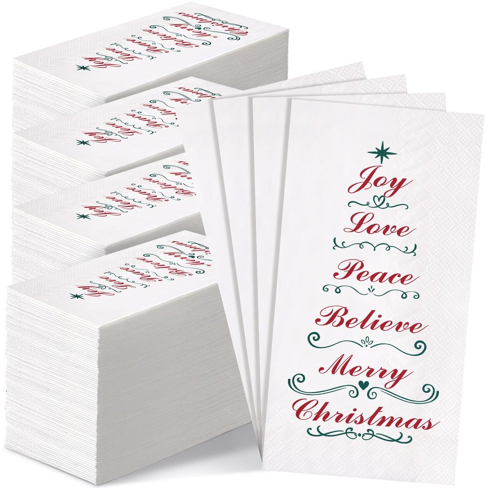 200 Pcs Christmas Guest Napkins Disposable Xmas Paper Towels Dinner Hand Napkin for Home Kitchen Bathroom Powder Room Decorative Dish Towels for Christmas Wedding Holiday Winter Dinner Lunch Party