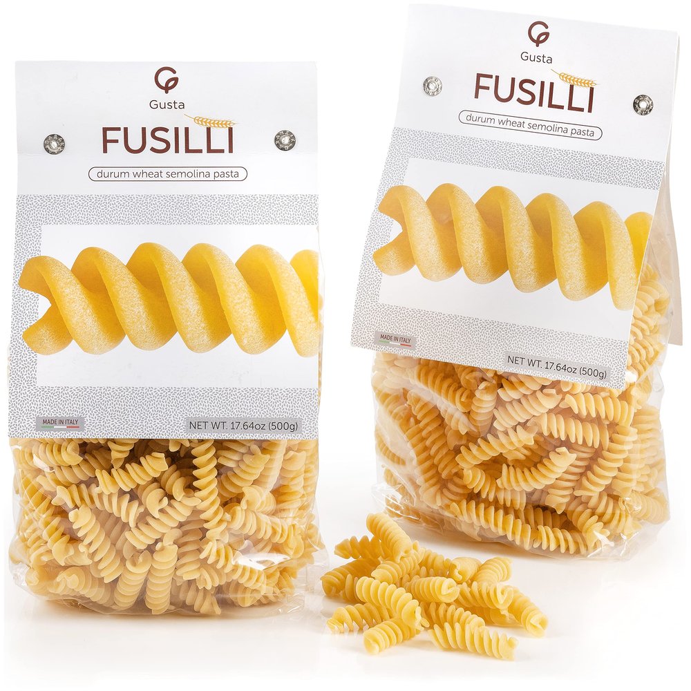 Gusta Rotini Fusilli Pasta - Premium Italian Pasta from Italy - Durum Wheat Semolina Organic "Al Dente" Pasta - Non-GMO & Gourmet Pasta - Family Owned Brand - 17.64oz / 500g (2 Pack)