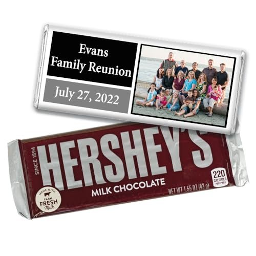 12ct Personalized Family Reunion Candy Party Favors with Photo in Bulk Chocolate Bars (12 Count)