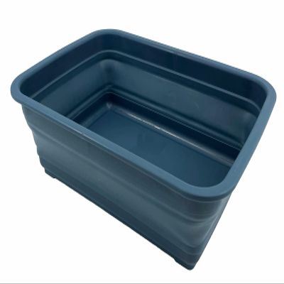 SAMMART 7L (1.85 Gallon) Collapsible Tub - Foldable Dish Tub - Portable Washing Basin - Space Saving Plastic Washtub (Leaf Blue)