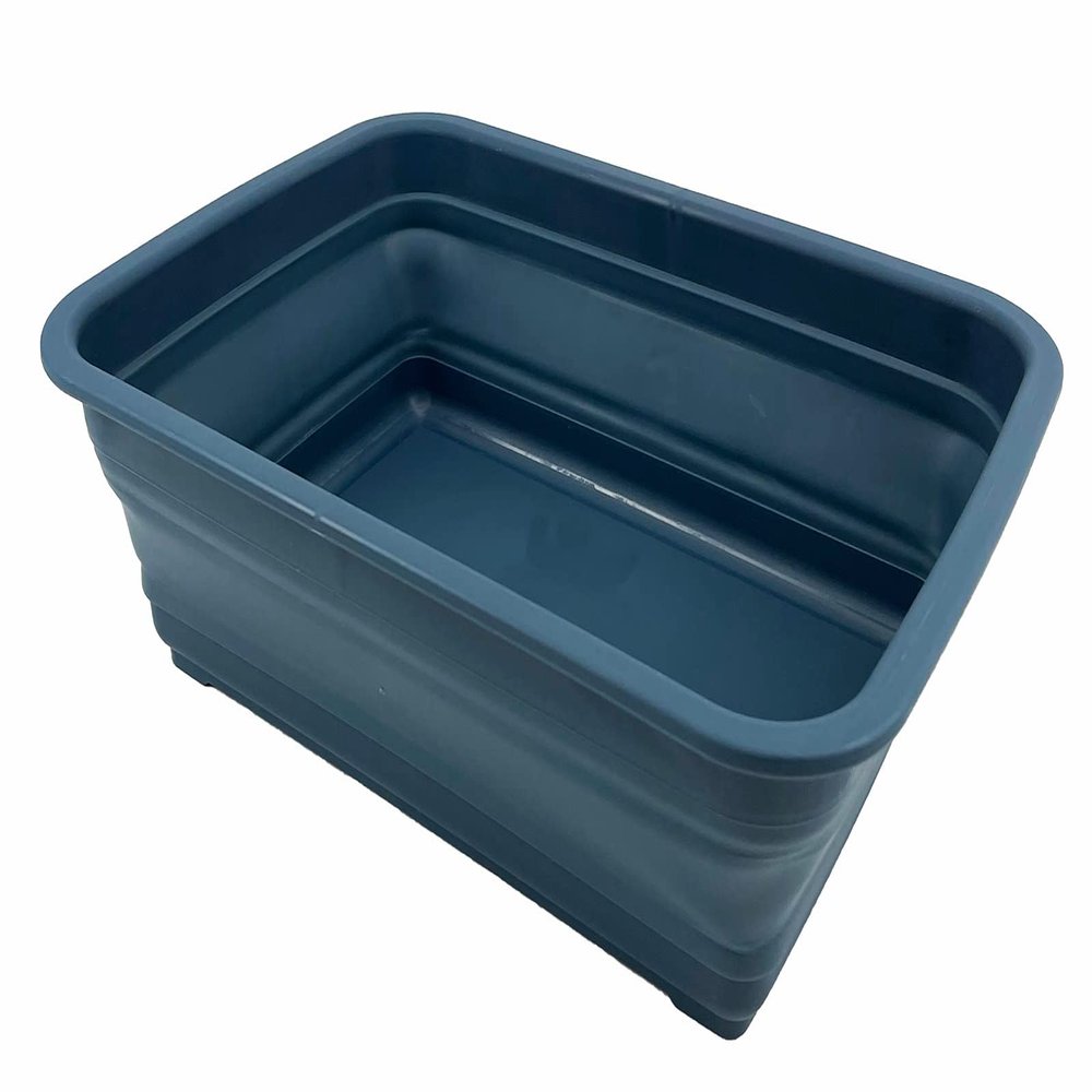 SAMMART 7L (1.85 Gallon) Collapsible Tub - Foldable Dish Tub - Portable Washing Basin - Space Saving Plastic Washtub (Leaf Blue)