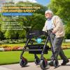 FlyingJoy Rollator Walkers with Seat,450Lb Rolling Walkers,23.76lbs(10.8kg) Extra-Wide Heavy-Duty Rollator Walkers with Seat and Brakes for Seniors and Adults Bariatric with Large Aluminum (Black) view 3