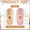 Jecery 2 Pair Microfiber Slippers Floor Cleaning Chenille Mop Slippers Base Board Cleaner Household Cleaning Tools for Wood Floor Dust Dirt Tool Supplies(Pink, Beige) view 3
