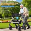 FlyingJoy Rollator Walker with Seat,450Lb Rolling Walker, Extra-Wide Heavy-Duty Rollator Walker with Seat and Brakes for Seniors and Adults Bariatric with Large Aluminum (Champagne) view 3