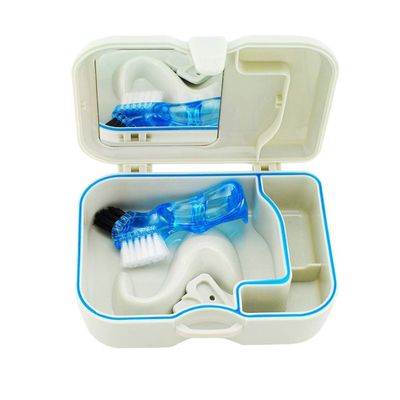 FOMIYES Portable Box with Mirror Tooth Storage for False Holder Overnight Container