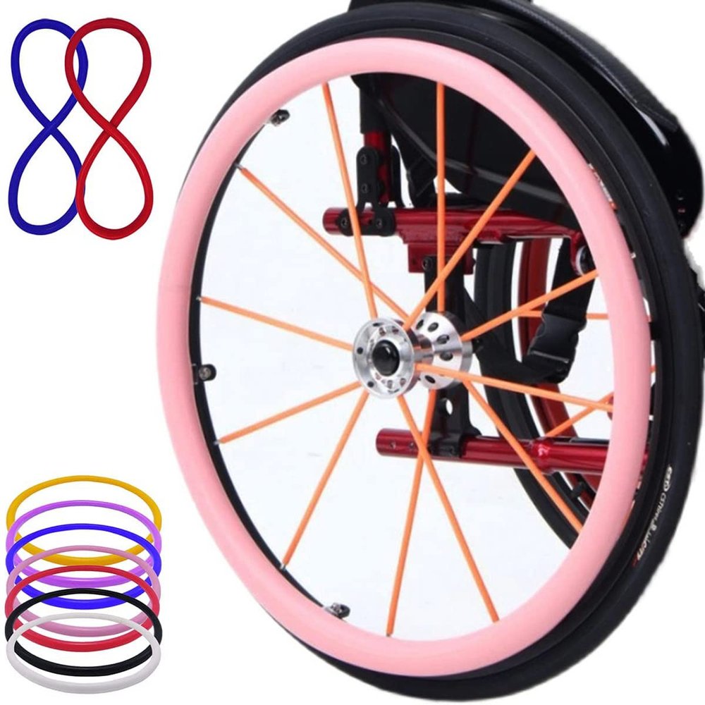1 Pair Wheelchair Push Rim Covers, 22/24-Inch Wheel Sports Wheelchair Cover, Non-Slip Wear-Silicone Resistant Hand Push Cover