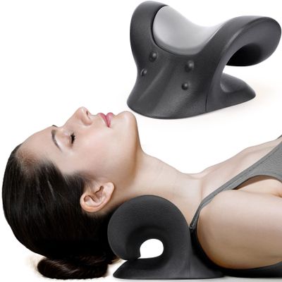 RESTCLOUD Comfortable Neck Stretcher for Neck Pain Relief, Neck and Shoulder Relaxer Cervical Traction Device for TMJ Pain Relief and Muscle Relax, Cervical Spine Alignment Chiropractic Pillow