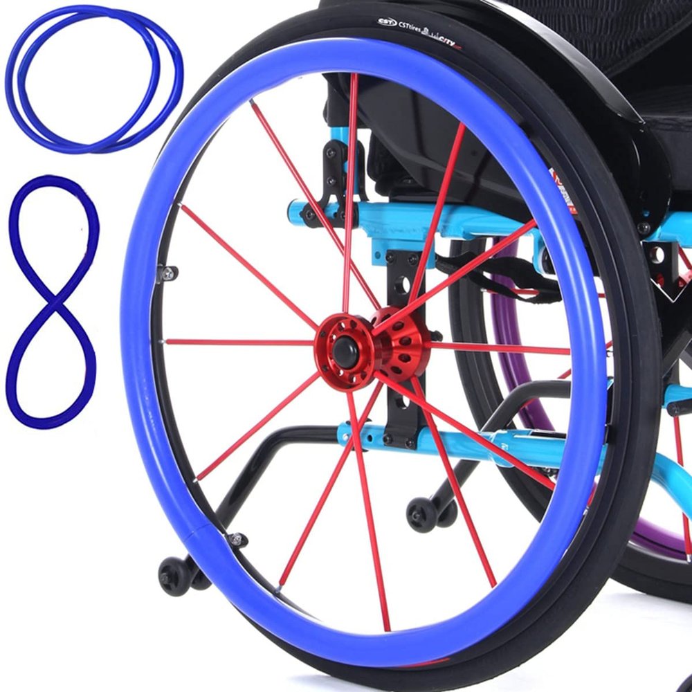 1 Pair Wheelchair Push Rim Covers, 22/24-Inch Wheel Sports Wheelchair Cover, Non-Slip Wear-Silicone Resistant Hand Push Cover