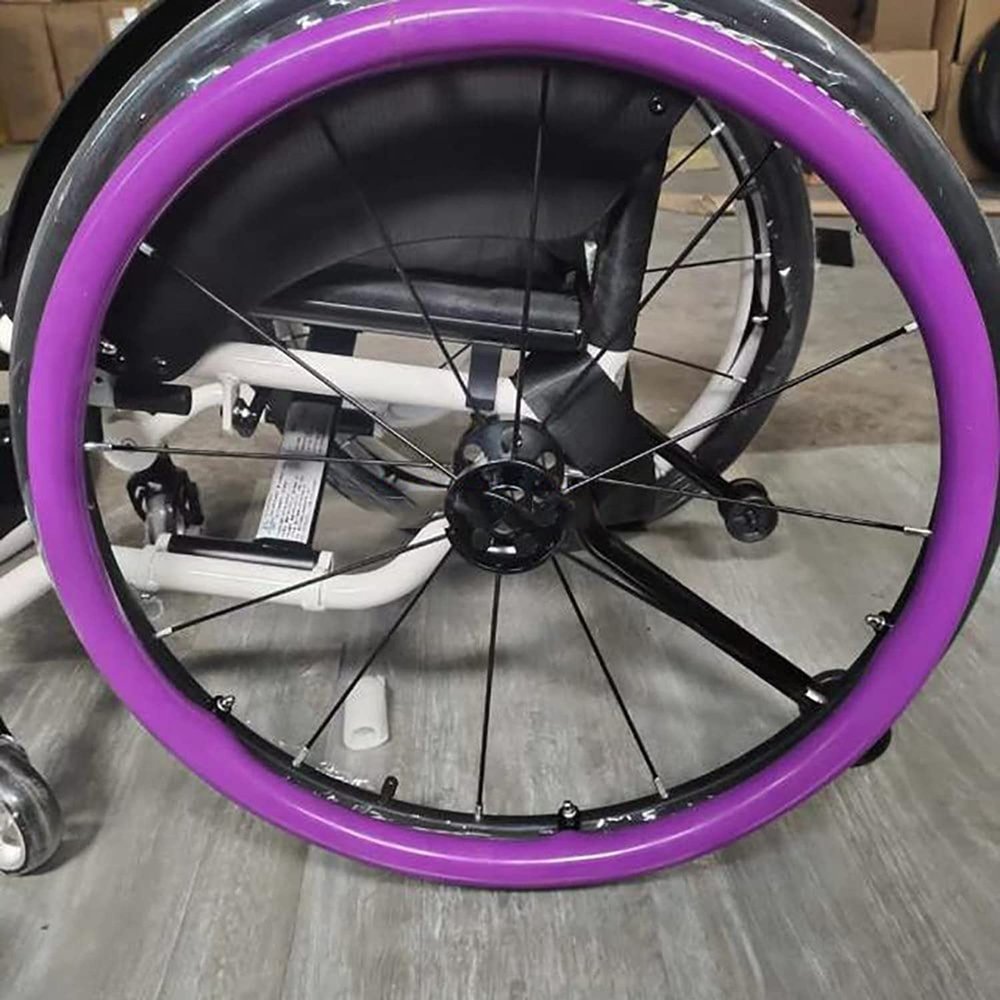 1Pair 22/24Inch Wheelchair Push Rim Covers, Wheelchair Pusher Cart Ring Protective Sleeve, Silicone Wheelchair Push Rim Covers, Non-Slip Wear-Resistant Hand Push Cover