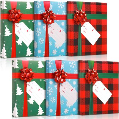 Outus 6 Pcs Christmas Gift Card Box Holder with Bows and Tags Xmas Gift Cards Present Wrap Boxes Mini Favor Boxes for Holiday, Birthday Party Decoration(Checkered)