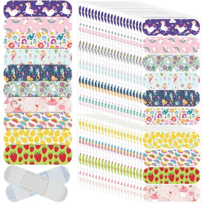 Patelai 300 Pieces Kids Bandages Bulk 10 Styles Children's Adhesive Flexible Colorful Cute Cartoon Bandages Waterproof Breathable Stickers Protection Care Cuts for Girls Boys(Cute)