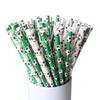 CTIGERS Soccer Football Party Paper Straws Black and Green Patterns 2 Color Mixed Biodegradable Drinking Straws Box of 100 view 1