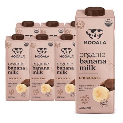 Mooala  Organic Chocolate Bananamilk, 32 fl oz (Pack of 6)  Shelf-Stable, Non-Dairy, Nut-Free, Gluten-Free, Plant-Based Beverage