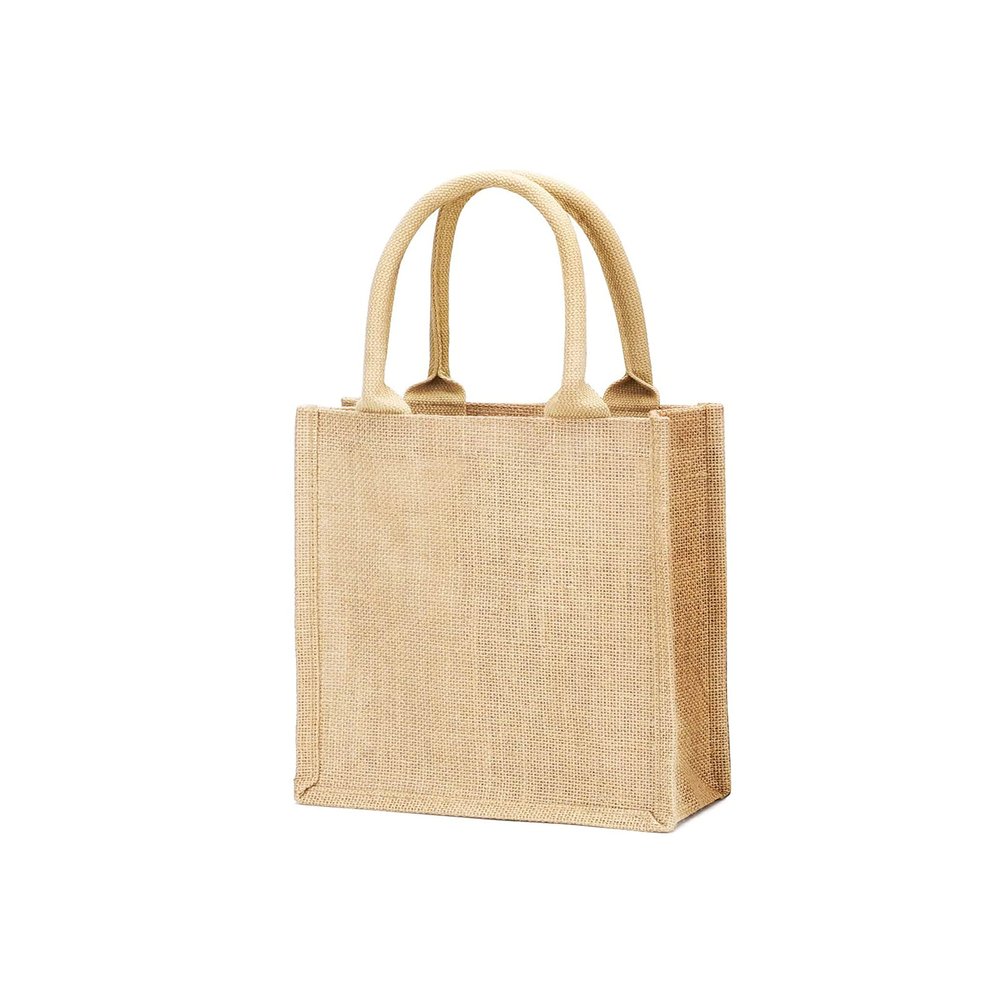 12-Pack Heavy Duty Sturdy Jute Burlap Tote Bags with Handles Reusable Grocery Shopping Bags Blank Fabric for DIY, Crafts (Small: 9" x 11" x 4")