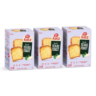 Katz Gluten Free Texas Toast, Fluffy Garlic Bread. Free of Dairy, Tree Nut, Peanut, and Soy. Kosher. 7.8 Ounce (pack of 3)