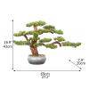 Indoors Artificial Trees Faux Bonsai Tree Houseplant, Pine Bonsai Plant Ceramics Round Pot, Pebbles Used for Home Living Room Entrance Office Hotel Decoration Artificial Bonsai view 2