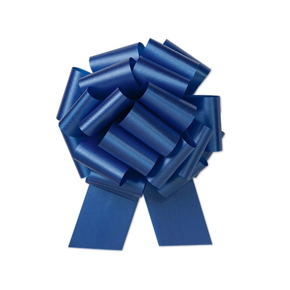 8" Royal Blue Flora Satin Pull Bow (2.5" Wide, 20 Loops) (2 Bows)